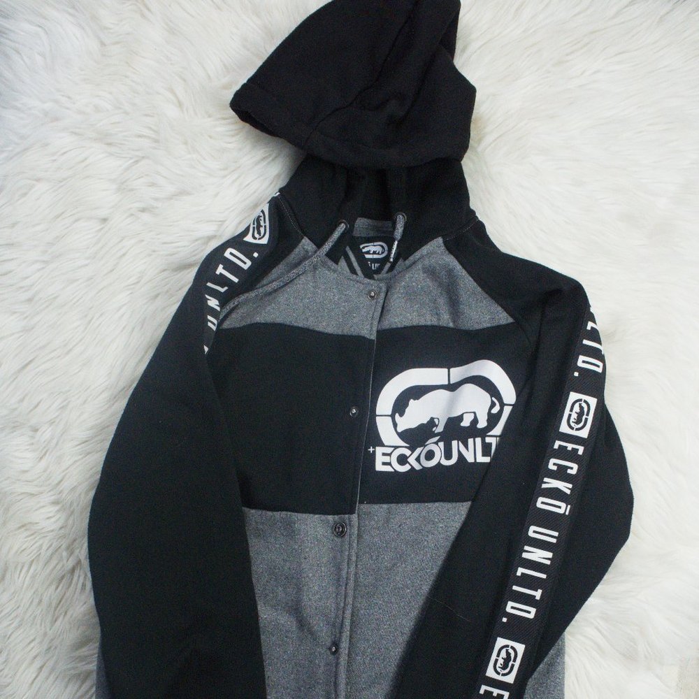 ecko unltd Men's Small Button Down Fleece Cut And Sew Jacket